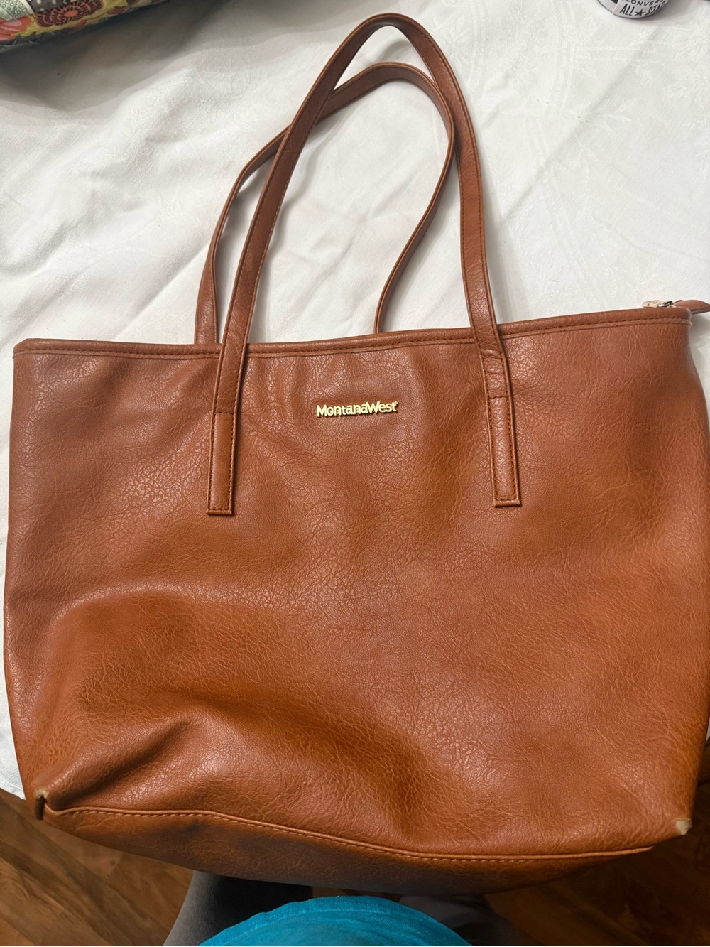 Montana West Cognac Brown Leather-Look Tote